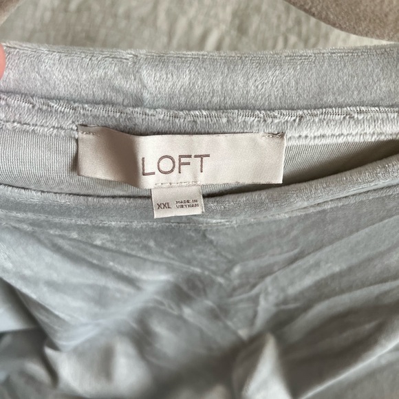 LOFT Light Blue Velvet Puffed Sleeve Top, XXL - Picture 2 of 6